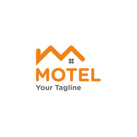 Motel Monoline logo icon, Letter M House Logoのイラスト素材