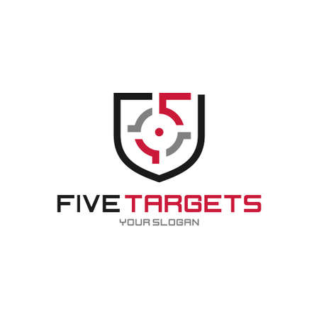 Target Logo with Shield and 5 Target icon, Sector Five Logoのイラスト素材