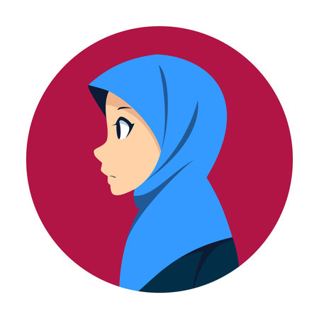 Hijab Girl Icon avatar side viewのイラスト素材