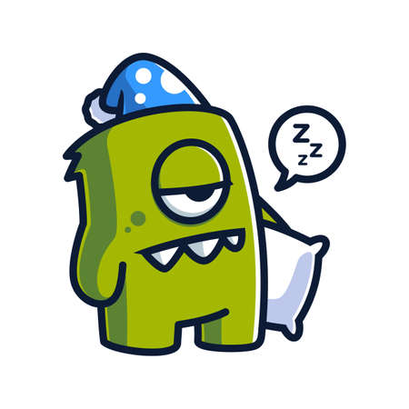 Monster mascot sleepy character concept illustrationのイラスト素材