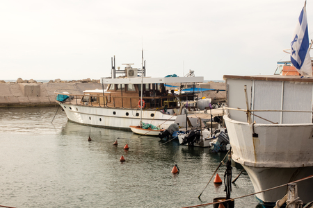 TEL AVIV, ISRAEL - May 19 2014: Fishing boats in the port of Jaffaのeditorial素材