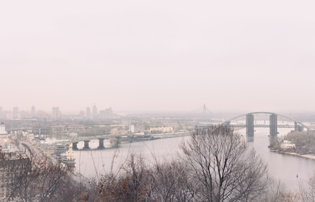 Panorama of Kiev on a cloudy winter dayの写真素材