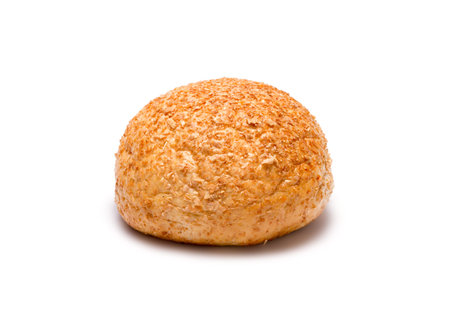 Wholesome round bran bread isolated on white background