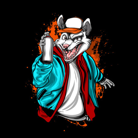 racoon graffiti illustration with popart styleのイラスト素材