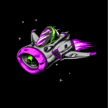 space art illustration with sci fi style for banner, tshirt design, poster, and otherのイラスト素材