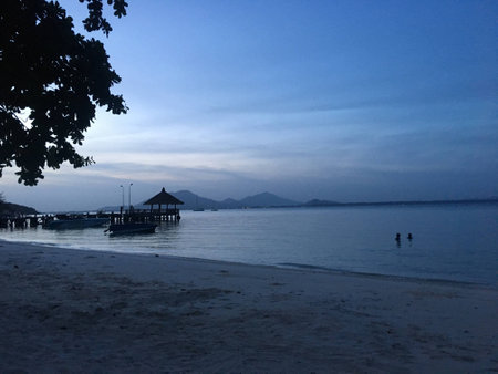 Blue sea, sunset at Khao Samed,Thailandの素材