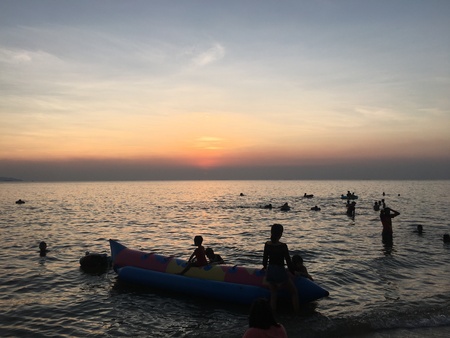 Sunset at the beach, beautiful seaの素材