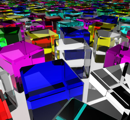 a lot of color messy glass cubes