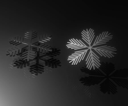 Black snow with reflection and shadow on black backgroundの写真素材