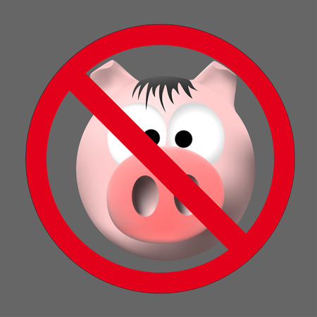 Pink pig in prohibitory signのイラスト素材