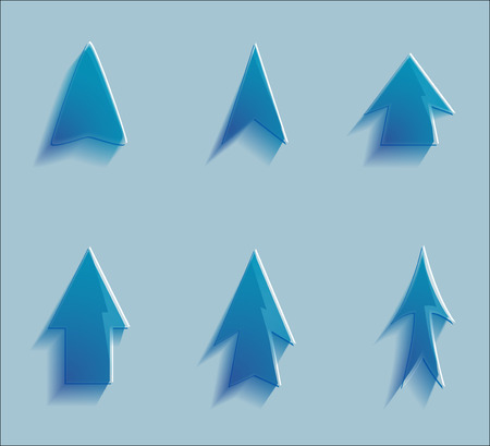 Set blue glass arrows with shadowsのイラスト素材