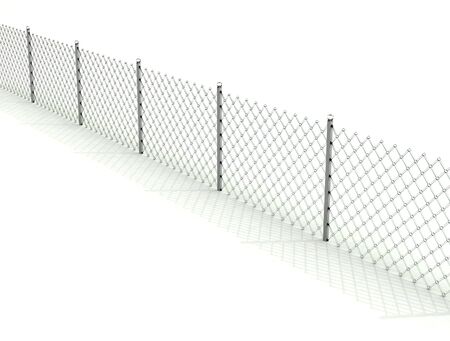 Light isolated glass fence with shadow over white backgroundの写真素材