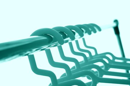 Close shot of clothes-hangers. Duotone like pictureの写真素材