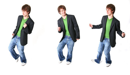 disco dancing, teenager or student dance move  isolated on white