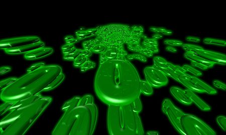 binary flow of data communication. zerro and ones float through cybespaceの写真素材