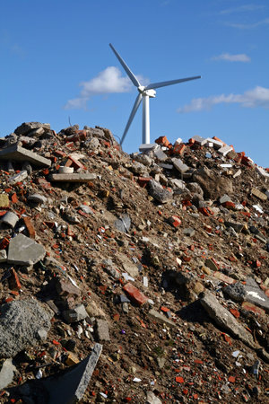 wind turbine producing renewable green energy and electricity no polution and co2. 