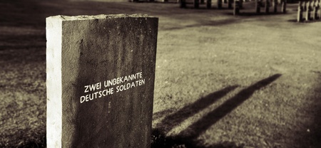 unknown german soldier. war memorial cemetery from world war 2. cross and graves on cannock chase in englandのeditorial素材