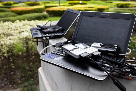 computer notebook mobilephoneの写真素材