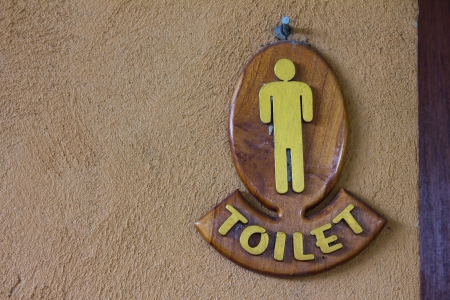 Man wooden vintage sign On Flap Mortar Orangeの写真素材