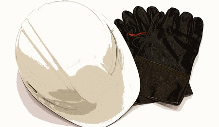 poster style Gloves and cap safety for Technician work safetyの写真素材