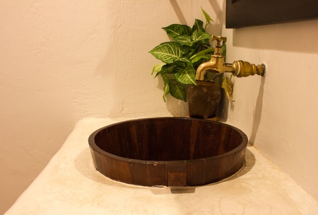 vintage basin design in toiletの写真素材
