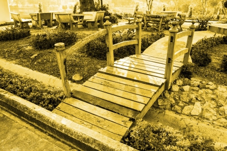 Bridge wood in garden color tone technique by programの写真素材