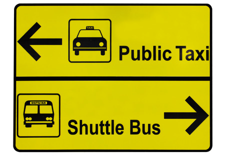 the bus and public taxi arrow labelの写真素材