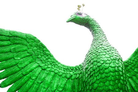 Figure peacock colorful Statue Winged in gardenの写真素材