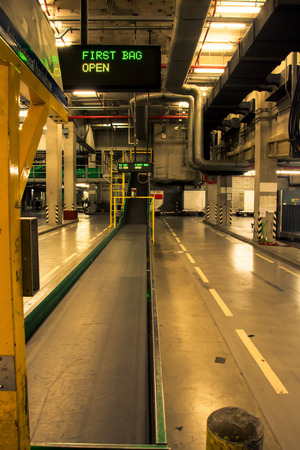 Airport terminal empty luggage belt, vintage color styleのeditorial素材