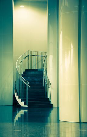 beautiful interior of a new apartment, staircase view, vintage color styleのeditorial素材