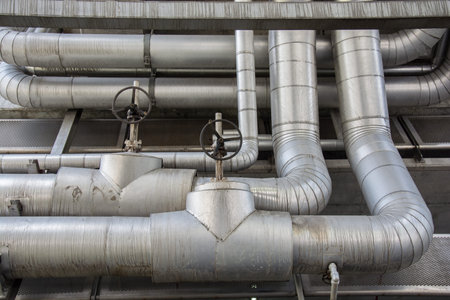 cables and piping as found inside of a thermal power