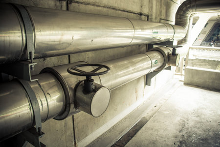 cables and piping as found inside of a thermal power,vintagecolor tone