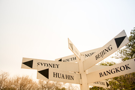 the wood label Guidecity signboardの写真素材