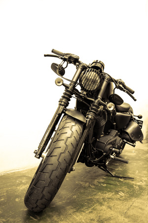 vintage Motorcycle detail on the road,vintage toneの写真素材