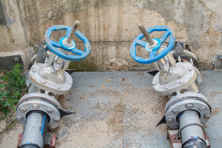 Straight line of potable water pipe on sunrise.の写真素材
