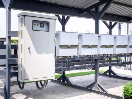 Outdoor electric control box. Circuit controller box. Electric control box with push buttons and...