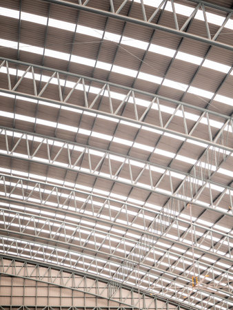 Big Hall Roof steel structure the modern design.の写真素材