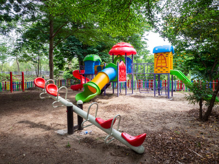 The Colorful playground on yard in the park.