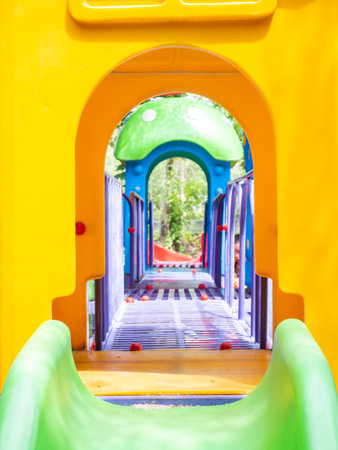 The Colorful playground on yard in the park.の写真素材