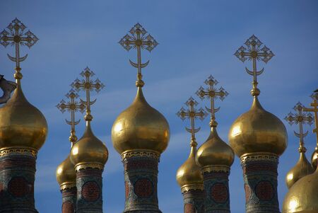 Kind on temple domes in territory kremlinの写真素材