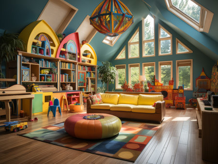 Interior of a children's room with toys. 3d renderの素材