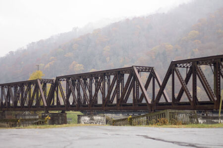 Iron bridge in the mountainsの写真素材