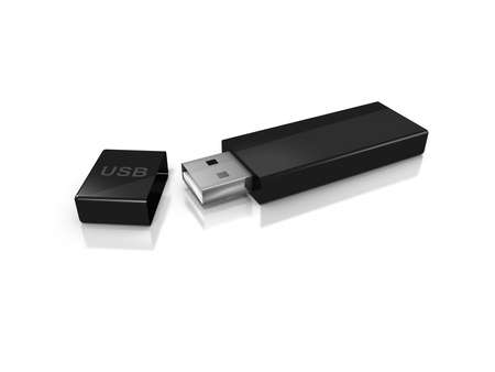 USB flash drive  on white bacgroundの写真素材