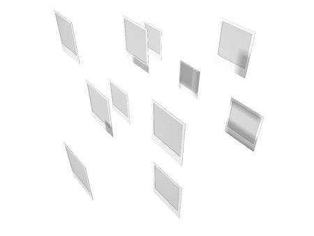 Blank instant photos isolated on a whiteの写真素材