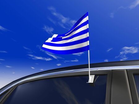 Greece - Europe cup Car flag on sky backgroundの写真素材