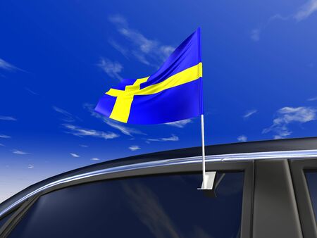 Sweden - Europe cup Car flag on sky backgroundの写真素材