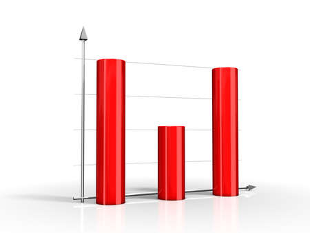 Red diagram on white backgroundの写真素材
