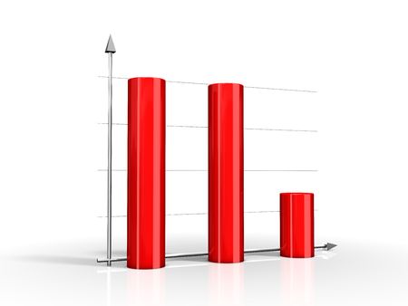 Red diagram on white backgroundの写真素材