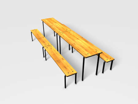 Wood bench on white backgroundの写真素材