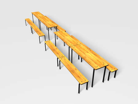 Wood bench on white backgroundの写真素材